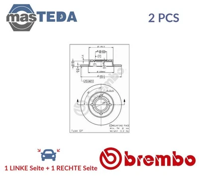 08521310 BREMSSCHEIBEN SATZ HINTEN BREMBO 2PCS NEU OE QUALITÄT - Image 1 of 4