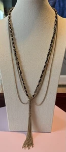Vintage Statement Multi Strand Goldtone & Black Chain Necklace 24” - Picture 1 of 7