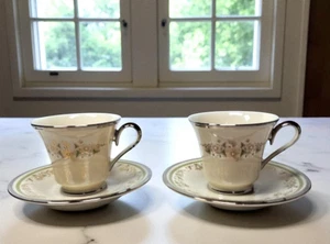 2 Lenox Fresh Meadow Teacups And Saucers Made In USA - Picture 1 of 15