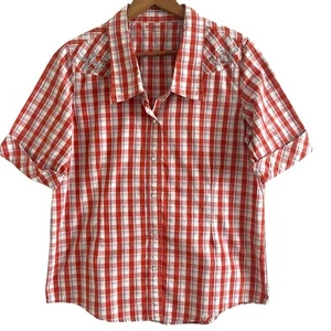 Bit & Bridle Pearl Snap Plaid Western Top Shirt M Embroidered Cowgirl Festival - Picture 1 of 11