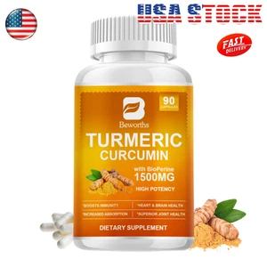 Turmeric Curcumin with Bioperine 1500mg High Absorption Triple Strength Capsules - Picture 1 of 10