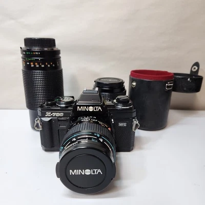 Kit de cámara Minolta X-700 35 mm película SLR 2-50 mm, lente 80-200 mm, probado y funcionando Foto 1 de 4