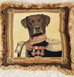 Borgata Karl Heinrich Von Dacht Pillow Chocolate Lab Military Uniform Tapestry - Picture 1 of 12