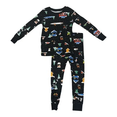Conjunto de pijama negro Old Navy para niños con estampado festivo mangas largas 100 % algodón talla 3T Foto 1 de 4