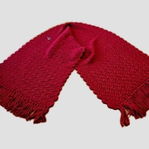 Scarf Shawl Prayer Homemade Maroon Womens Knitted Crocheted Muffler 20"x70" - Picture 1 of 4