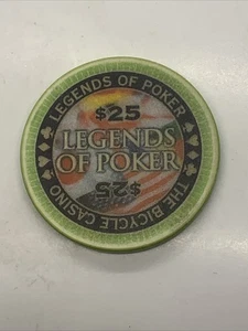BICYCLE CLUB CASINO $25 NCV Chip - Bell Gardens CA - Legends of Poker Tournament - Picture 1 of 2