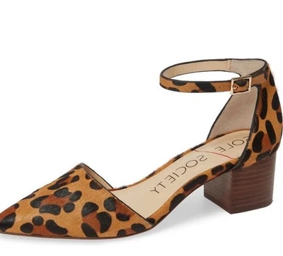 Zapatos Sole Society para mujer piel de leopardo piel de vaca talla 9,5 tacón grueso punta puntiaguda Foto 1 de 4
