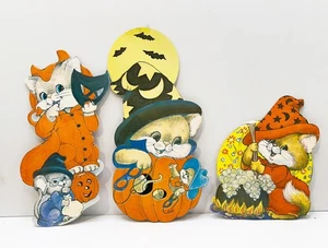 Vintage Halloween Stanzform Katze & Maus beflockt Deko Hexe & Teufel - Bild 1 von 10