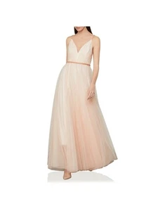 BCBG MAXAZRIA Womens Beaded Spaghetti Strap V Neck Full-Length Prom Gown Dress - Picture 1 of 9