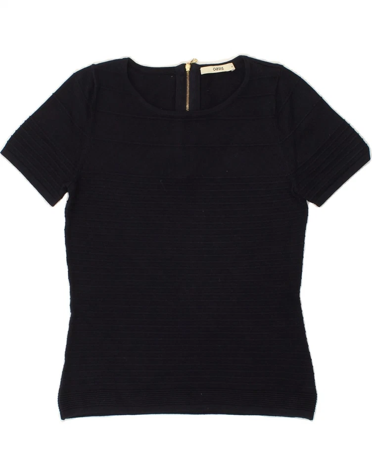 OASIS Womens Blouse Top UK 12 Medium Navy Blue Cotton AN14 - Image 1 of 3