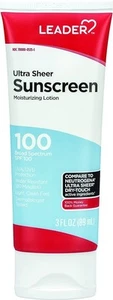 Leader Ultra Sheer Sunscreen Moisturizing Lotion SPF 100 Broad Spectrum 3 Ounce - Picture 1 of 4