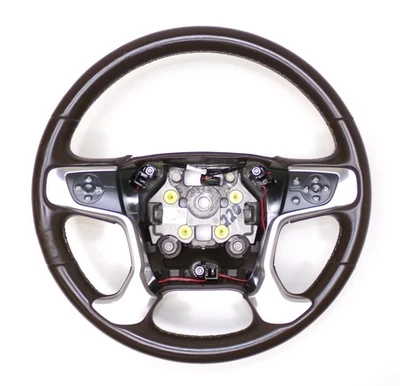 GMC 14-19 15-19 Sierra Chevrolet Silverado Brown Leather Steering Wheel Foto 1 de 4