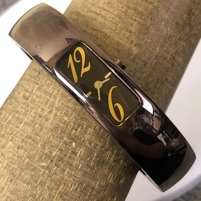 DKNY Women NY-4283 Dress Gunmetal Bronze Hinged Bangle Quartz 15mm Watch 6 1/2" - Image 1 of 4