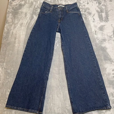 Levi's Women's Jeans Size 25 94 Baggy Wide Leg Jeans Dark Wash Y2K Style - Image 1 of 4