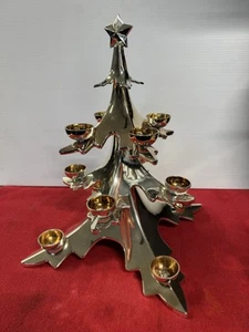 Vintage Pottery Barn Metal Christmas Tree Votive Holder - Solid Metal Chrome - Picture 1 of 8