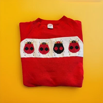 Sudadera DE COLECCIÓN Jerzees by Russell Ladybugs Apliques Hecha en EE. UU. 90 Talla XL Foto 1 de 4