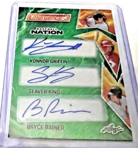 Leaf Baseball Nation Emergence 3 2025 automático Konnor Griffin Seaver King Rainer 1/5 - Imagen 1 de 2