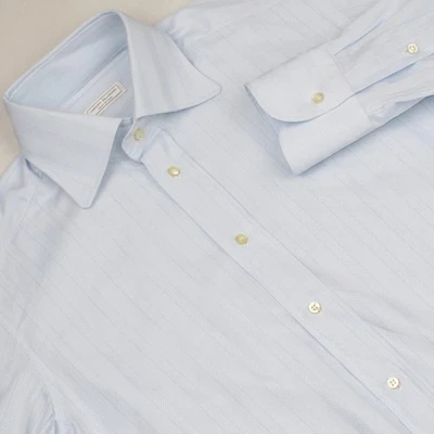 Camicia elegante Umberto Bilancioni blu made in Italy a righe manica lunga uomo 41 16 - Immagine 1 di 4