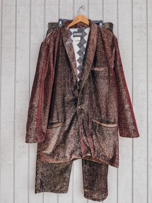 Traje de discoteca vintage de terciopelo dorado brillante de los años 70 - XL XXL Foto 1 de 4