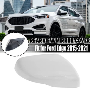 Right Side White Overlay Mirror Cover Cap for 2015~2021 Ford Edge W/Turn Signal - Picture 1 of 11