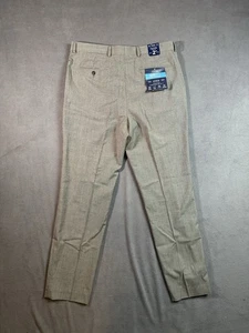 Pantalones ajustados elásticos COOLMAX beige calce clásico para todas las estaciones Stafford 36x34 nuevos con etiquetas - Imagen 1 de 6