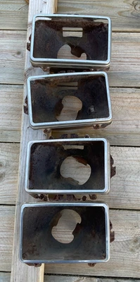 1975-1990 GM Headlight Buckets Stainless Trim Rings 4x6 Head Light Lamp Full Set - Image 1 of 4