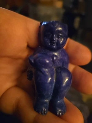 Vintade 中国手工雕刻 Lapis Lazuli 儿童雕像 2.25 英寸高 — 第 1/4 张图片