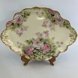 LIMOGES Francia ELITE WORKS Plato de Porcelana Tocador Bandeja Rosas *LEER - Imagen 1 de 14