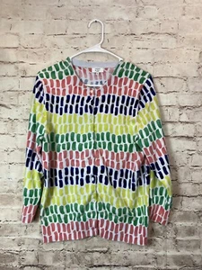 Crown & Ivy Sweater Womens 0X Cardigan Multicolor Button Up Scoop Neck Cotton - Picture 1 of 13