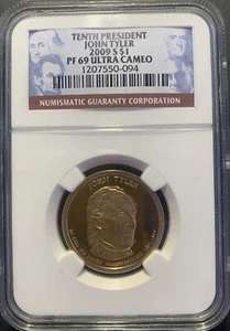 2009-S $1 NGC PF69 UCAM John Tyler dollar  - Picture 1 of 2