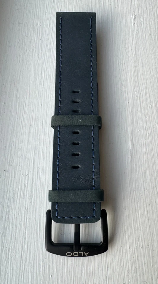 Aldo Genuine Leather Watch Band 24mm Dark Blue with Royal Blue Stitching Strap - Image 1 of 4