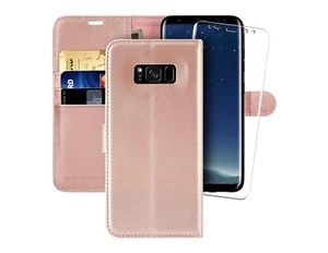 MONASAY Wallet Leder Tasche RoseGold Galaxy Note 8, 6,3 Zoll & Displayschutz - Bild 1 von 3