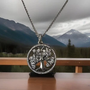Sterling Silber Authentische Pandora Lebensbaum Halskette - Retired Authentic - Bild 1 von 12
