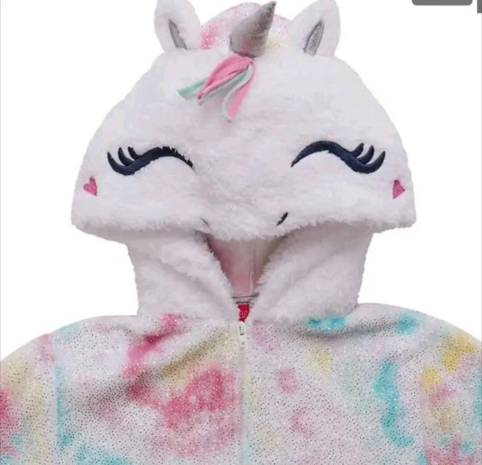 Saint Eve Youth Hooded Fleece Blanket Sleeper Unicorn( Stripped unicorn 10/12)
