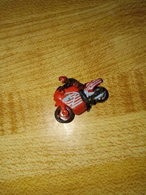 Vintage Micro Machines Red Motorcycle Speed Bike with Rider  - Image 1 of 2