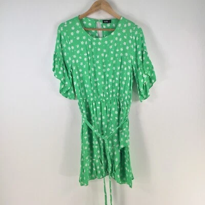 Vestido Dotti Mujer 12 Ajuste Acampanado Verde Floral Manga Corta Cinturón Viscosa 112299 Foto 1 de 4