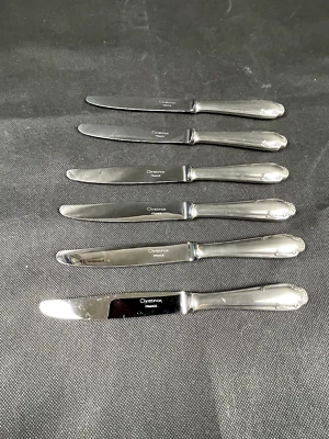 Christinox pour Christofle, 6 couteaux à dessert modèle proche de Pompadour - Photo 1/3