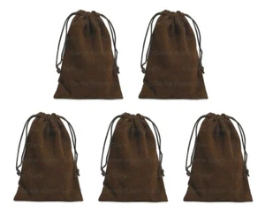 NUEVO Juego de 5 Piezas 4 x 5.5 Bolsas de Tela de Terciopelo - Bolsa RPG D&D - Marrón - Imagen 1 de 2