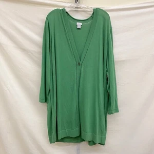 NWT Chicos Women 4/XXL One Button Cardigan Lightweight Summer Romance Envy Green - Picture 1 of 6