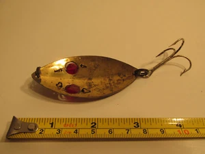 ANTIGUO SEÑUELO DE PESCA VINTAGE OJO ROJO WIGGLER GRANDE 3" MANIVELA CEBO STRIPER LUB - Imagen 1 de 3