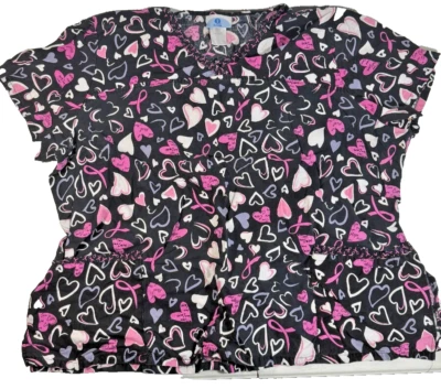 Scrub Shirt Two 3XL Hearts and Solid Black - Image 1 of 4