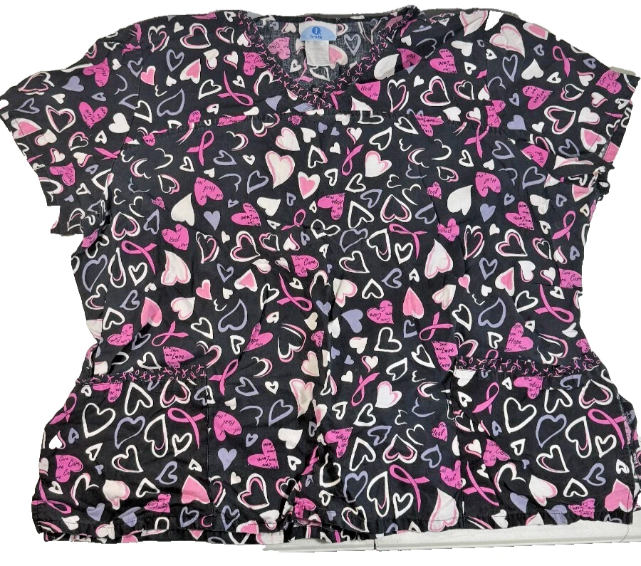 Scrub Shirt Two 3XL Hearts and Solid Black - Image 1 of 4