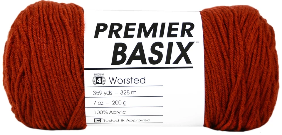 Premier Yarns Basix Ember Medium Rust 100 Acrylic 7 Oz 359 Yds Worsted WT #4