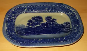 BLUE SERVING DISH IRONSTONE APPROX 11 INCHES BY 7 1/2 INCHES - Picture 1 of 2