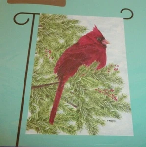 Cardinal Bird Small Garden Flag 12.5" x 18" Winter Snow Tree Xmas Holiday Red - Picture 1 of 3