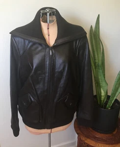 Tannery West Dark Brown Leather Bomber Jacket - Picture 1 of 10