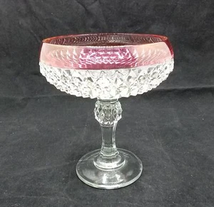 Vintage Indiana Glass Diamond Point Ruby Flash Pedestal Candy Dish NO LID - Picture 1 of 5