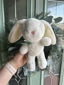 White Bunny Rabbit Comforter Soft Toy small Sainsburys Green Bow Comforter Plush - Picture 1 of 10