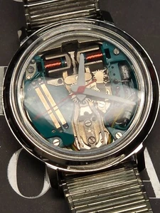 BULOVA ACCUTRON 214 Conversion Spaceview 1965 Silver Case Serviced Speidel Band - Picture 1 of 7