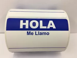 Etiquetas de identificación de nombre azul HOLA ME LLAMO | 2"x3-1/2"" | 300/Rollo - Imagen 1 de 3